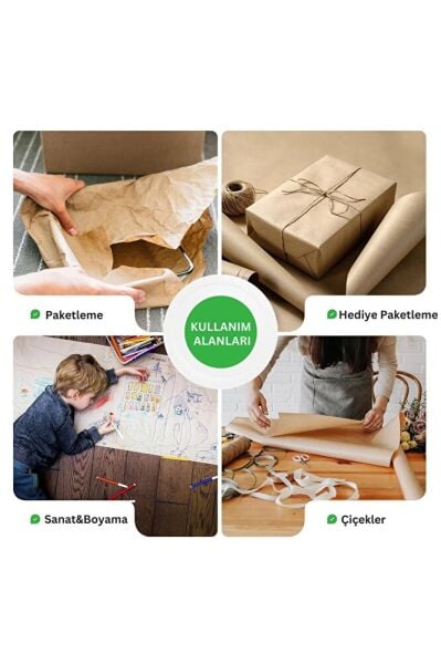 Kraft Rulo Ambalaj Kağıdı, Çeyiz, Hediye Paketleme, Çiçek Buket, DIY Kağıdı, 80 gr - 35cm x 50 metre