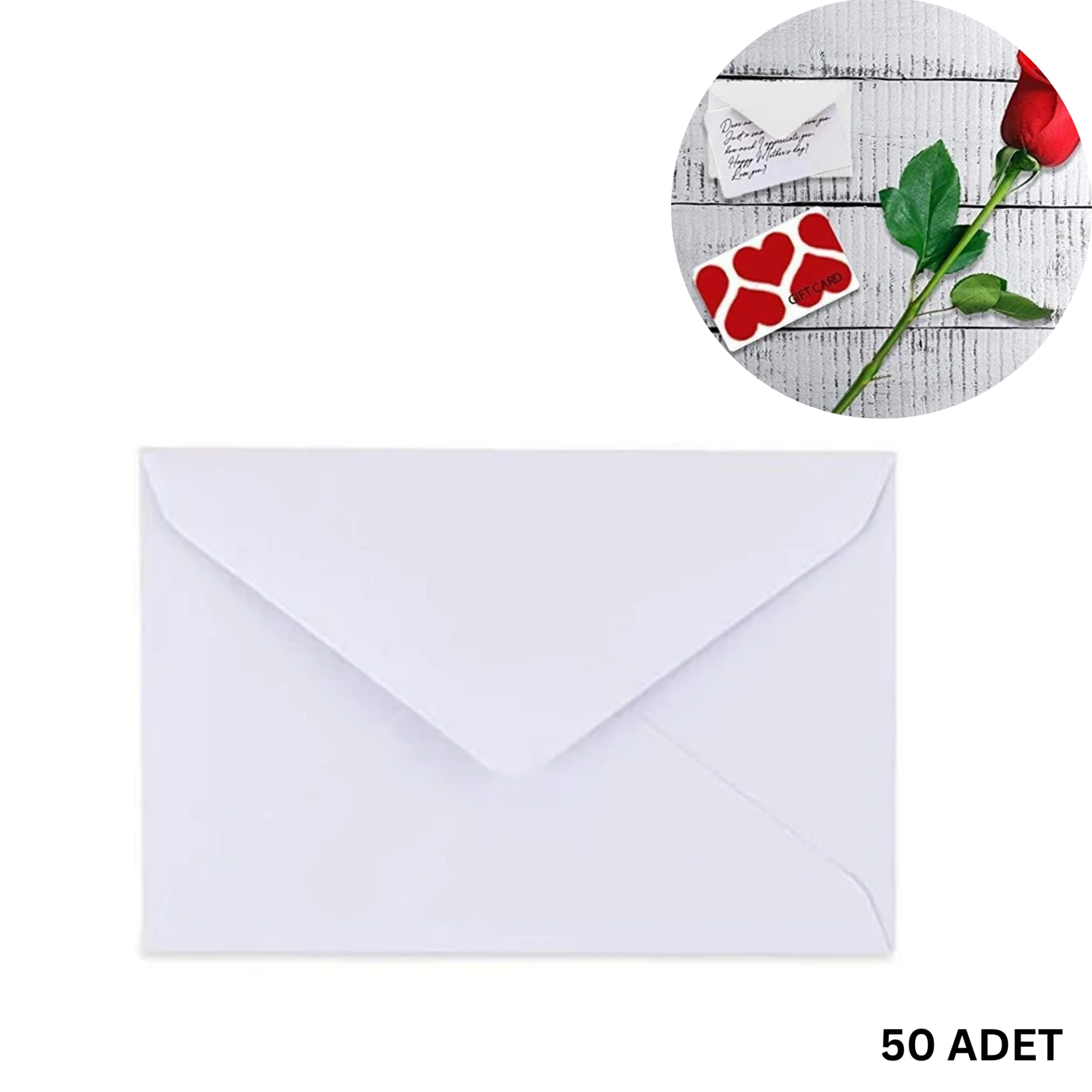 Hediye Kartı Zarfı, 13X18 cm, Davetiye, Düğün, Fotoğraf, Not Kağıdı Zarfı, 50 Adet, Beyaz