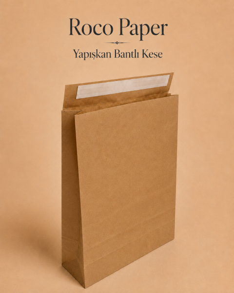 Roco Paper Bantlı Hediye Zarfı 30x40x10 cm Kese - Kraft 24'lü Paket