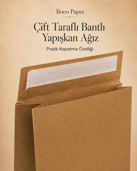 Roco Paper Bantlı Hediye Zarfı 30x40x10 cm Kese - Kraft 24'lü Paket