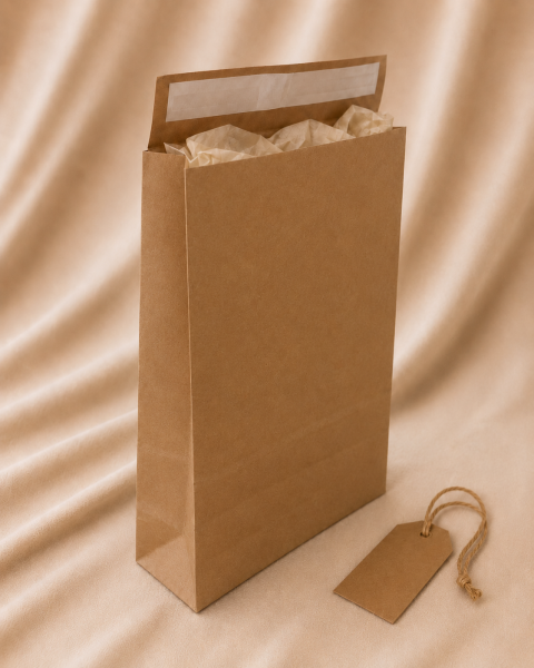 Roco Paper Bantlı Hediye Zarfı 30x40x10 cm Kese - Kraft 24'lü Paket