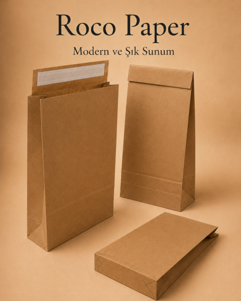 Roco Paper Bantlı Hediye Zarfı 30x40x10 cm Kese - Kraft 24'lü Paket