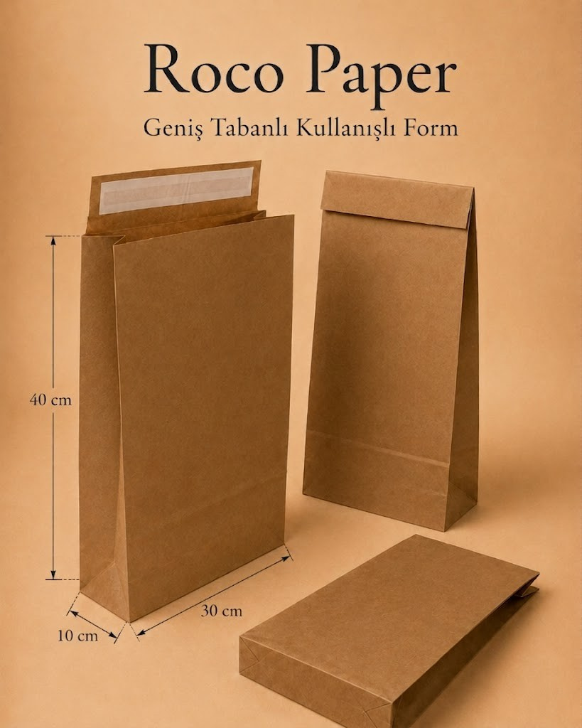 Roco Paper Bantlı Hediye Zarfı 30x40x10 cm Kese - Kraft 24'lü Paket