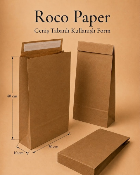 Roco Paper Bantlı Hediye Zarfı 30x40x10 cm Kese - Kraft 24'lü Paket