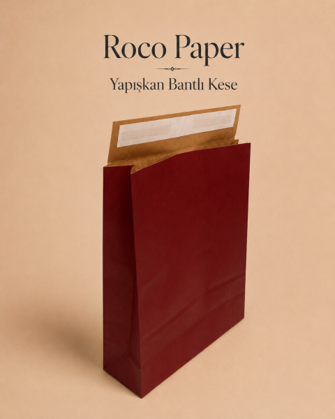 Roco Paper Bantlı Hediye Zarfı 30x40x10 cm Kese - Bordo 24'lü Paket