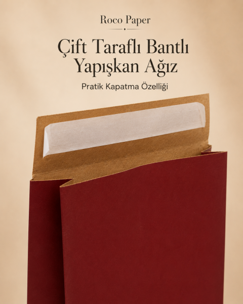 Roco Paper Bantlı Hediye Zarfı 30x40x10 cm Kese - Bordo 24'lü Paket
