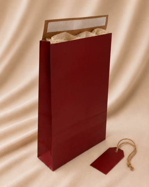 Roco Paper Bantlı Hediye Zarfı 30x40x10 cm Kese - Bordo 24'lü Paket