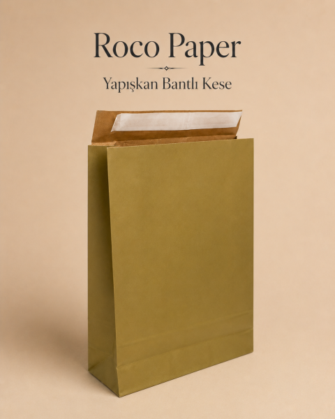 Roco Paper Bantlı Hediye Zarfı 30x40x10 cm Kese - Altın 24'lü Paket