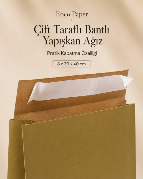 Roco Paper Bantlı Hediye Zarfı 30x40x10 cm Kese - Altın 24'lü Paket