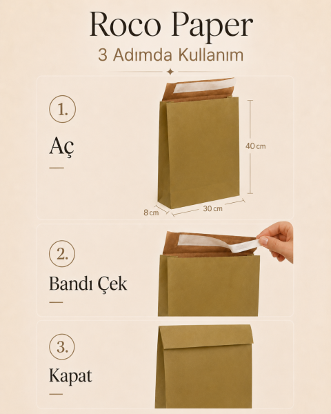 Roco Paper Bantlı Hediye Zarfı 30x40x10 cm Kese - Altın 24'lü Paket