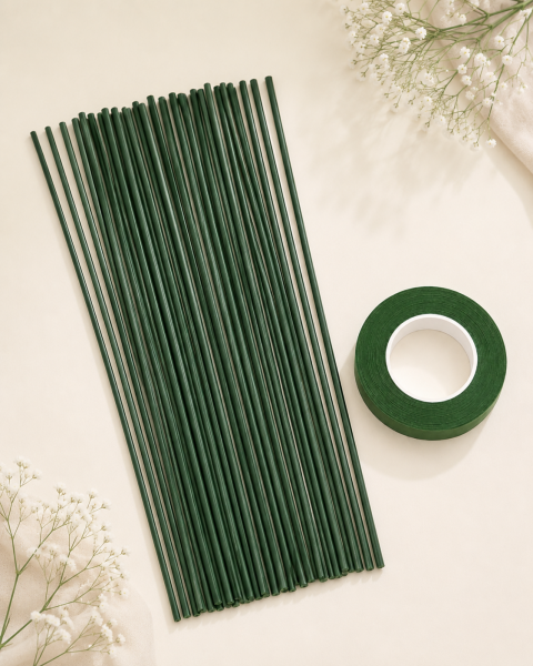 PVC Plastik Kaplı Çiçek Teli 2 mm. 30 cm - 10 Adet Bitki Sabitleme Teli ve Çiçek Bandı
