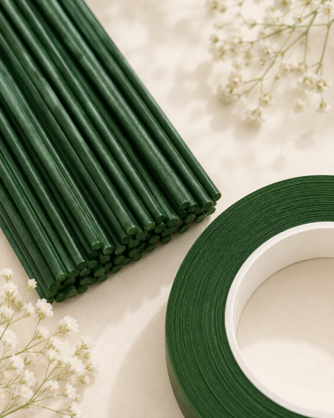 PVC Plastik Kaplı Çiçek Teli 2 mm. 30 cm - 10 Adet Bitki Sabitleme Teli ve Çiçek Bandı
