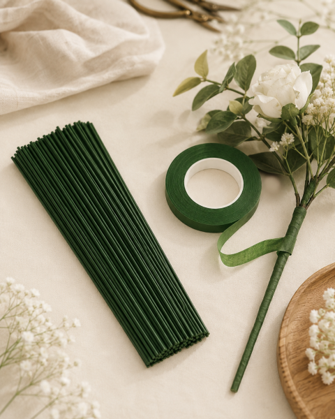 PVC Plastik Kaplı Çiçek Teli 2 mm. 30 cm - 10 Adet Bitki Sabitleme Teli ve Çiçek Bandı