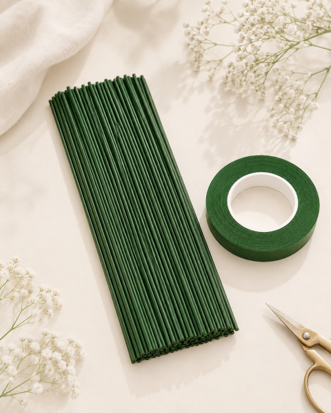 PVC Plastik Kaplı Çiçek Teli 2 mm. 30 cm - 10 Adet Bitki Sabitleme Teli ve Çiçek Bandı
