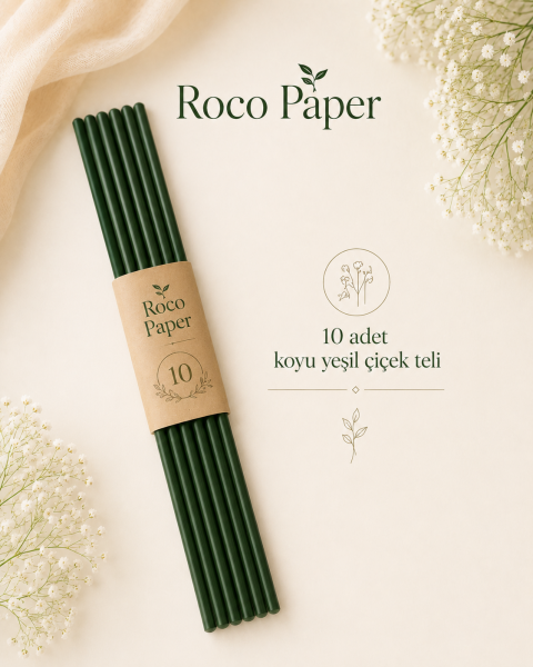 PVC Plastik Kaplı Çiçek Teli 2 mm. 30 cm - 10 Adet Bitki Sabitleme Teli