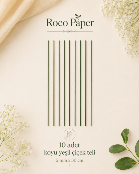 PVC Plastik Kaplı Çiçek Teli 2 mm. 30 cm - 10 Adet Bitki Sabitleme Teli
