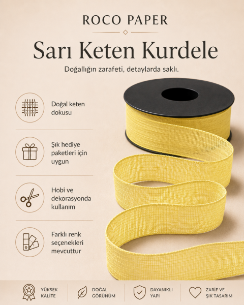 Keten Kurdela 2.5 cm - 20 metre Sarı