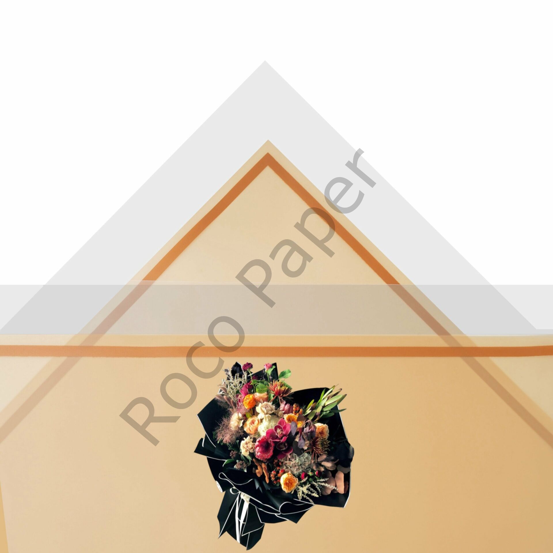 Çiçek Buket Kağıdı - Çiçek Ambalaj Kağıdı - Krem - Altın Saydam Kenarlı - 5 Adet - Mat Opp 58x58 Cm