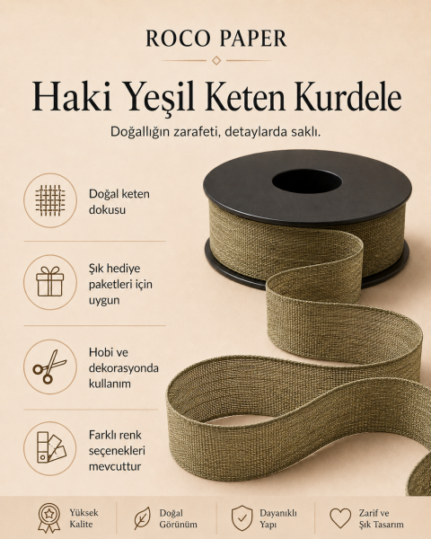 Keten Kurdela 2.5 cm - 20 metre Haki Yeşil