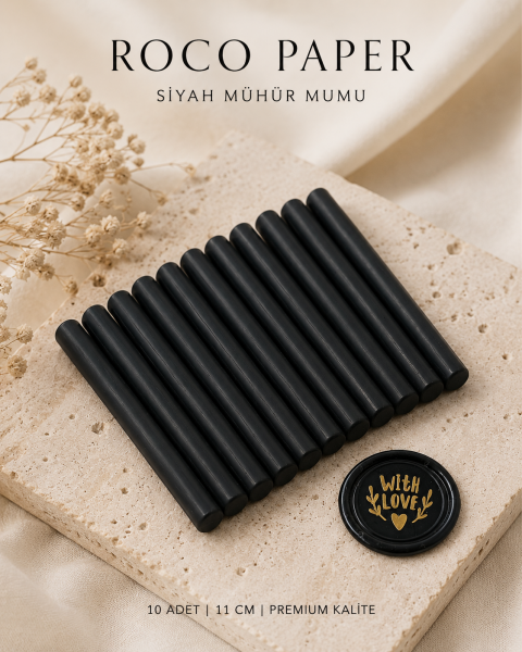 Mühür Mumu Silindir 10 cm 10'lu Paket (Silikon Tabancası Uyumlu) Siyah