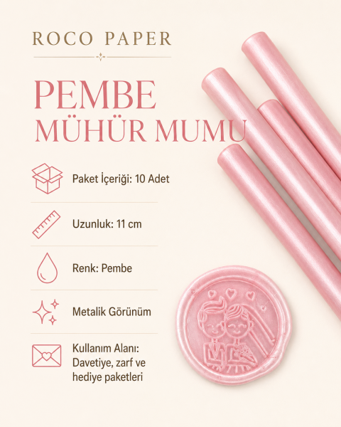 Mühür Mumu Silindir 10 cm 10'lu Paket (Silikon Tabancası Uyumlu) Pembe