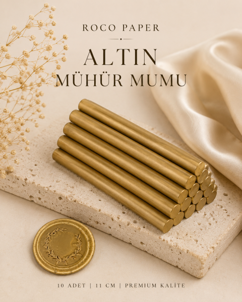 Mühür Mumu Silindir 10 cm 10'lu Paket (Silikon Tabancası Uyumlu) Altın