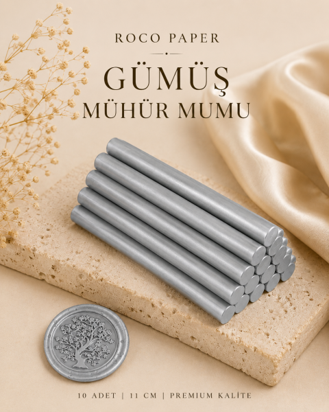 Mühür Mumu Silindir 10 cm 10'lu Paket (Silikon Tabancası Uyumlu) Gümüş