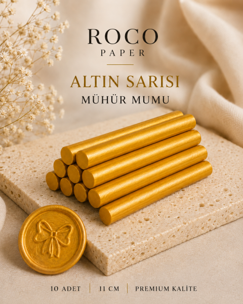 Mühür Mumu Silindir 10 cm 10'lu Paket (Silikon Tabancası Uyumlu) Altın Sarısı Parlak