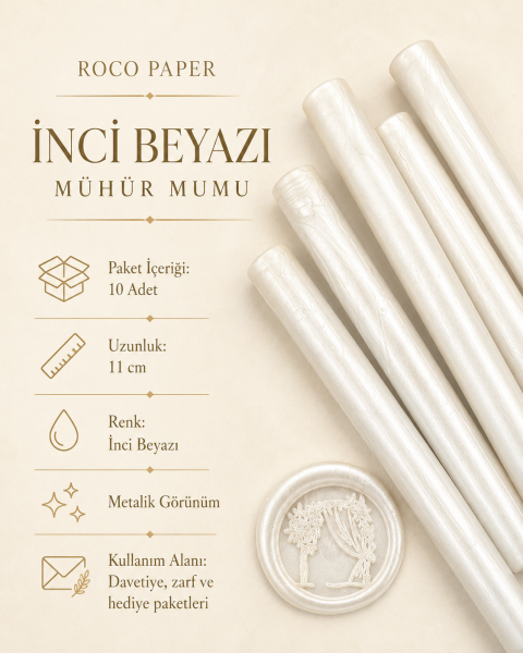 Mühür Mumu Silindir 10 cm 10'lu Paket (Silikon Tabancası Uyumlu) İnci Beyazı