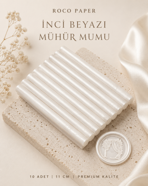 Mühür Mumu Silindir 10 cm 10'lu Paket (Silikon Tabancası Uyumlu) İnci Beyazı