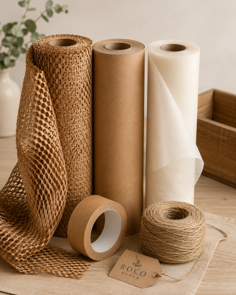 Kraft Rulo Ambalaj Paketleme Seti Petek Kağıt, Kraft Kağıt, Pelur Kağıt, Bant ve Jüt İp