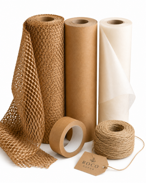Kraft Rulo Ambalaj Paketleme Seti Petek Kağıt, Kraft Kağıt, Pelur Kağıt, Bant ve Jüt İp