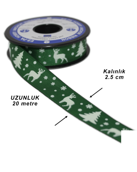 Yılbaşı Grogren Kurdele Geyik Çam Ağacı 2.5 cmx20 metre YG001 Kırmızı