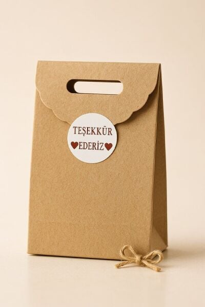 El Geçme Kraft Çanta, Hediye, Alışveriş, Butik, Parti ve Paketleme Çantası, 12 x17 Cm, 25 Adet