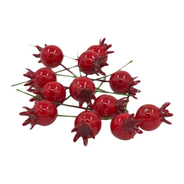 Yılbaşı Çubuklu Süsleme Topları Büyük Boy Kırmızı Nar 10’li Paket