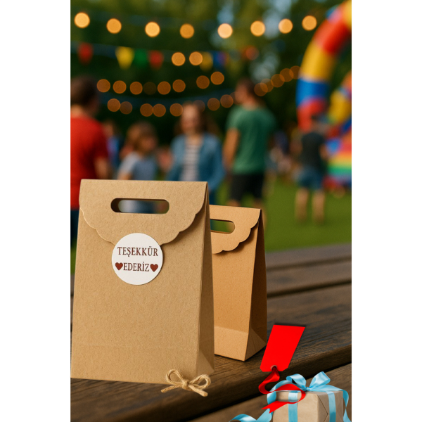 El Geçme Kraft Çanta, Hediye, Alışveriş, Butik, Parti ve Paketleme Çantası, 25 Adet