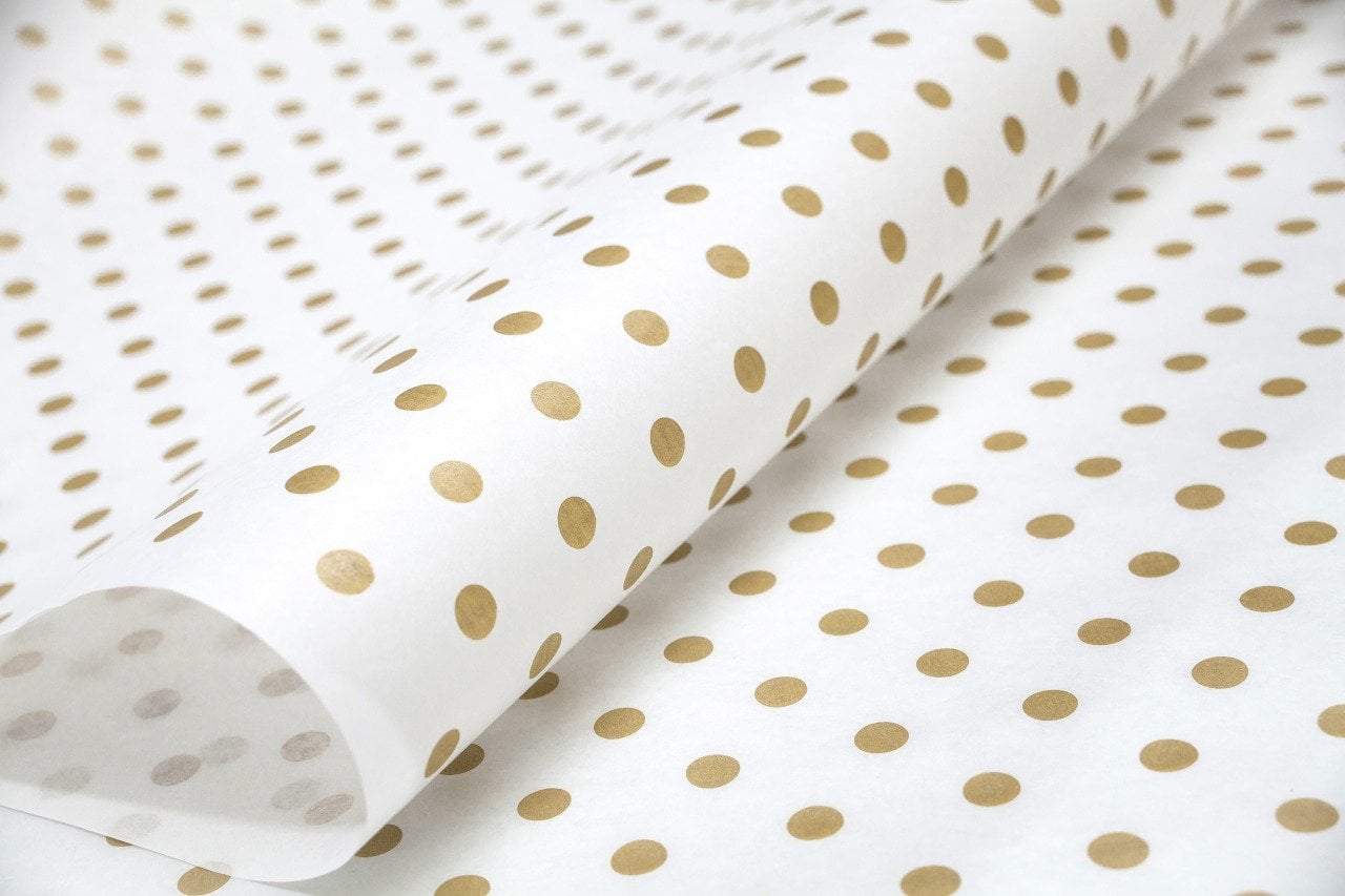 Ambalaj Kağıdı Altın Puantiye 40 gr . 70*100 cm 10'lu Paket