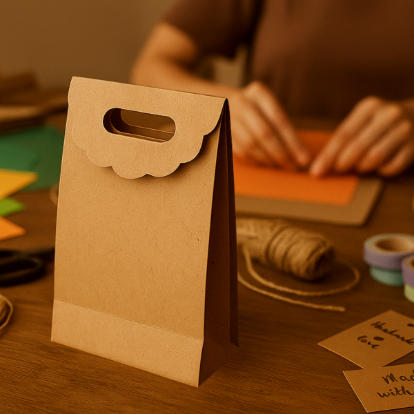 El Geçme Kraft Çanta, Hediye, Alışveriş, Butik, Parti ve Paketleme Çantası, 18x21 Cm, 12 Adet