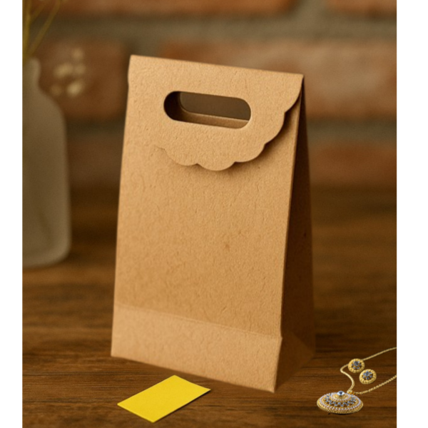 El Geçme Kraft Çanta, Hediye, Alışveriş, Butik, Parti ve Paketleme Çantası, 18x21 Cm, 25 Adet