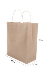Kraft Kağıt Çanta Büküm Saplı 25x31x12 cm (25'li Paket)