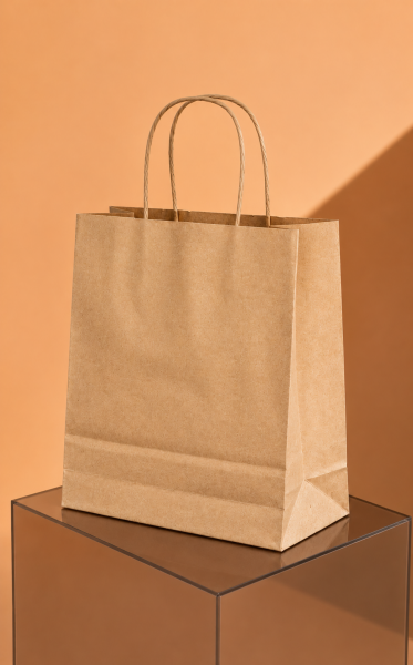 Kraft Kağıt Çanta Büküm Saplı 25x31x12 cm (25'li Paket) Orta Boy 