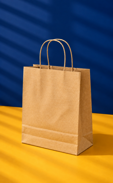 Kraft Kağıt Çanta Büküm Saplı 25x31x12 cm (25'li Paket) Orta Boy
