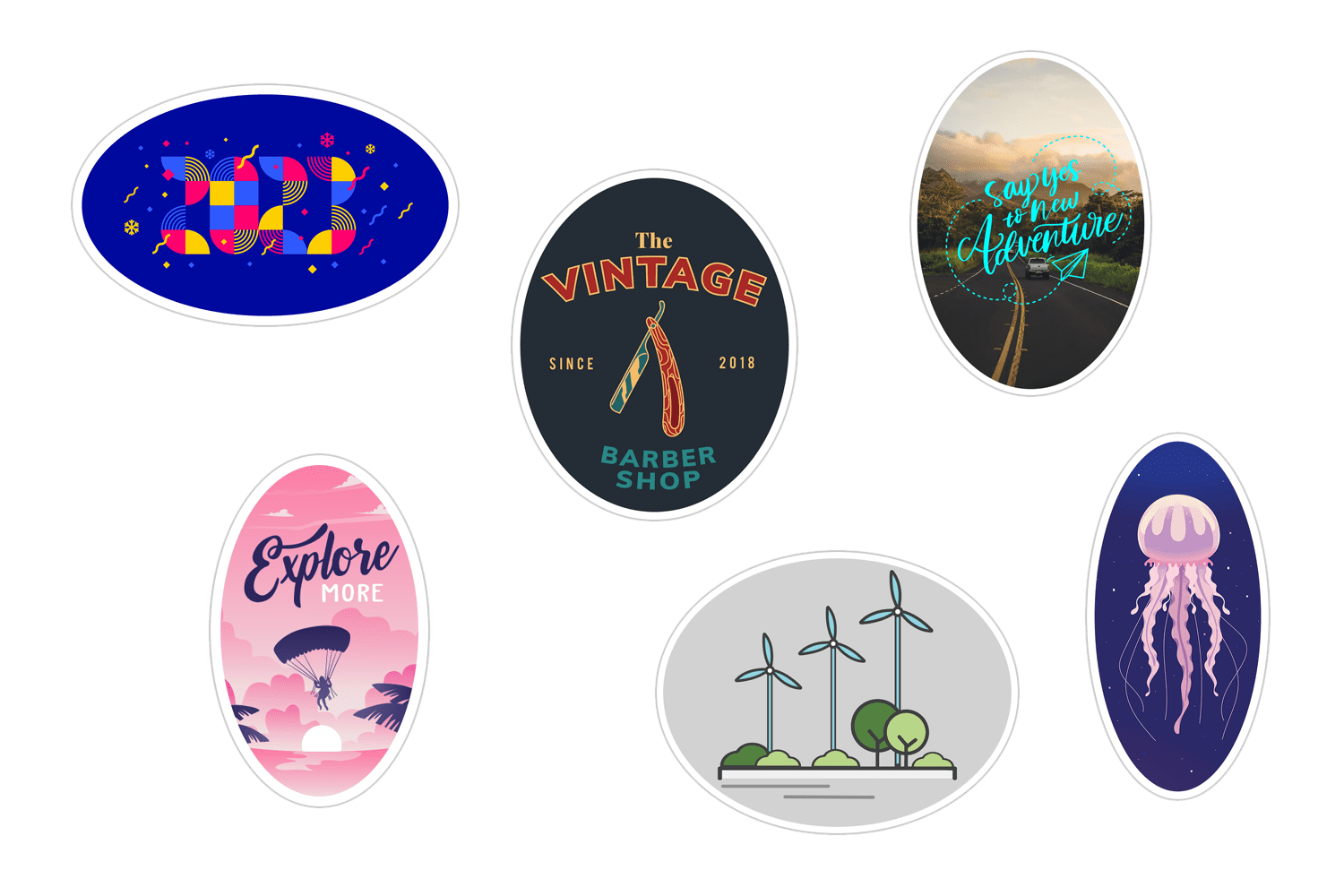 Özelleştirilebilir Oval Kesim Sticker – Hediye Paketi, Ambalaj, El Yapımı Ürün Etiketi