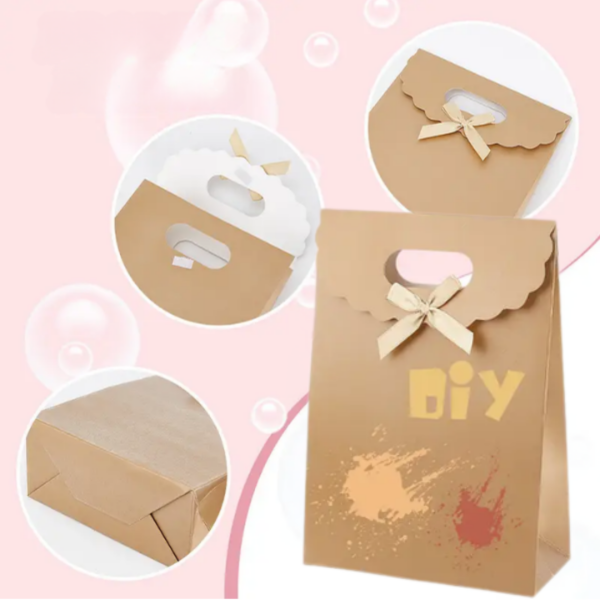 El Geçme Kraft Çanta, Hediye, Alışveriş, Butik, Parti ve Paketleme Çantası, 25x32 Cm, 5 Adet