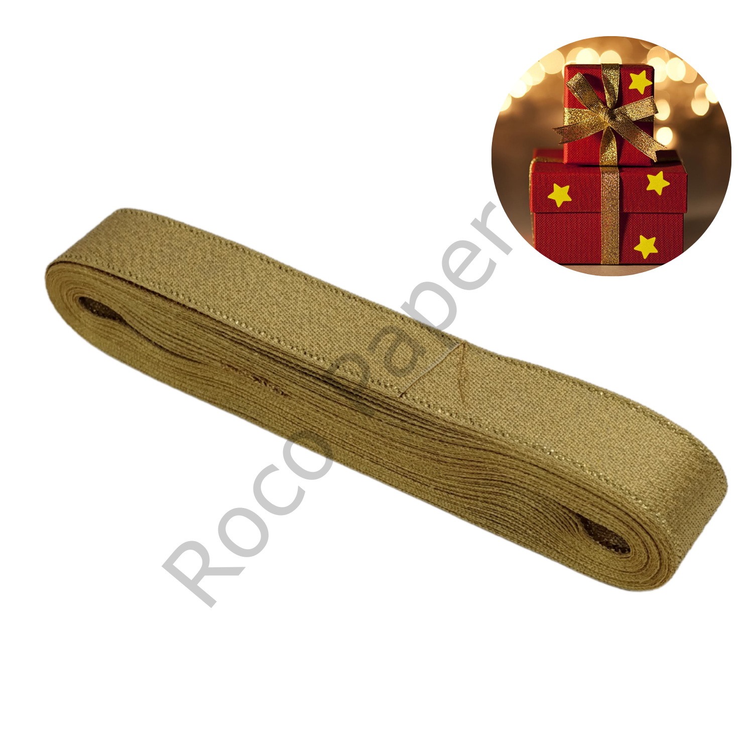 Yılbaşı Altın Simli Kurdele 2cm 10m