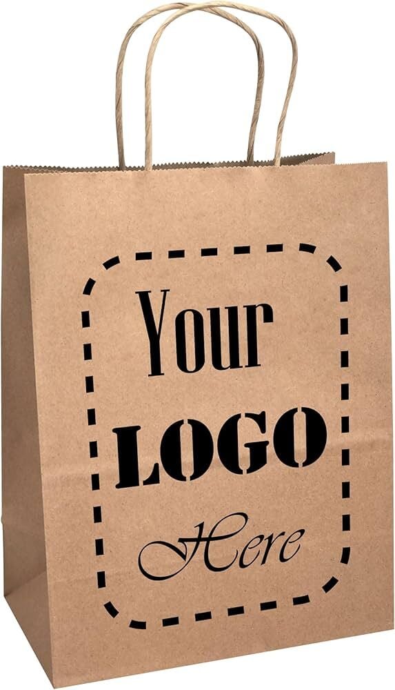 8x18x23 cm Kişiye Özel Baskı Kraft Kağıt Çanta, Küçük Boy 4 Renk CMYK 50 Adet Kraft 