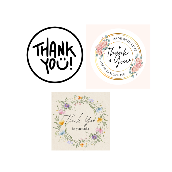 ''Thank You'' Temalı Yuvarlak Sticker 4 cm 70 Adet