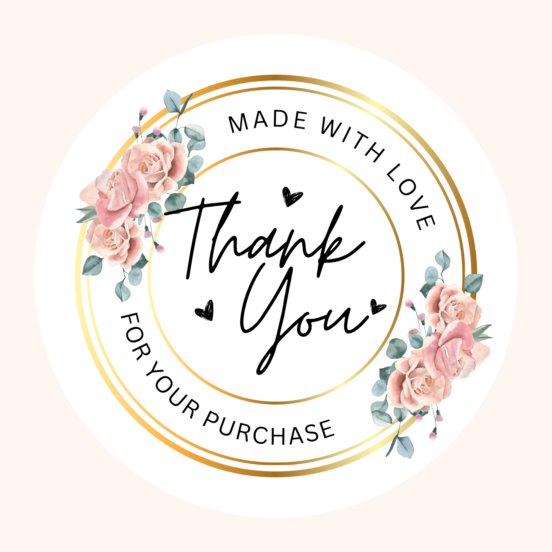''Thank You'' Temalı Yuvarlak Sticker 4 cm 70 Adet Tema 1