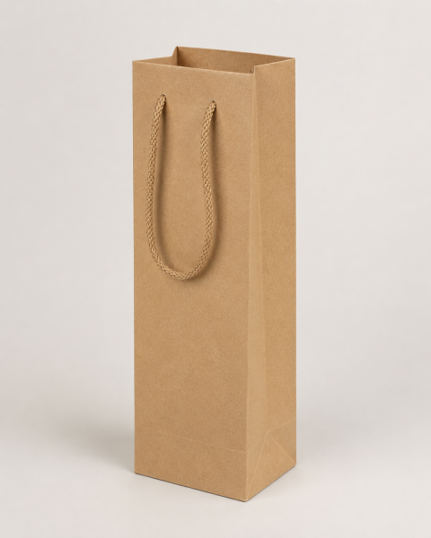 Şişe Taşıma Çantası, Şişelik, Hediye, Alışveriş, Parti için Karton Çanta 10 x 12 x 38 cm Kraft - 1 Adet