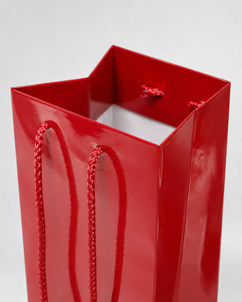 Şişe Taşıma Çantası, Şişelik, Hediye, Alışveriş, Parti için Karton Çanta 10 x 12 x 38 cm Kırmızı - 1 Adet